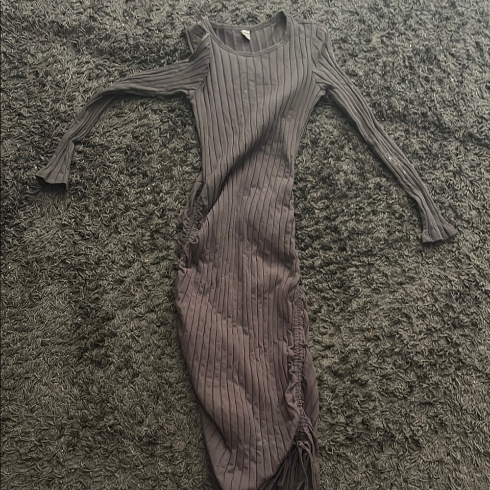 SHEIN Gray Bodycon Dress with Cuffed Long Sleeves
